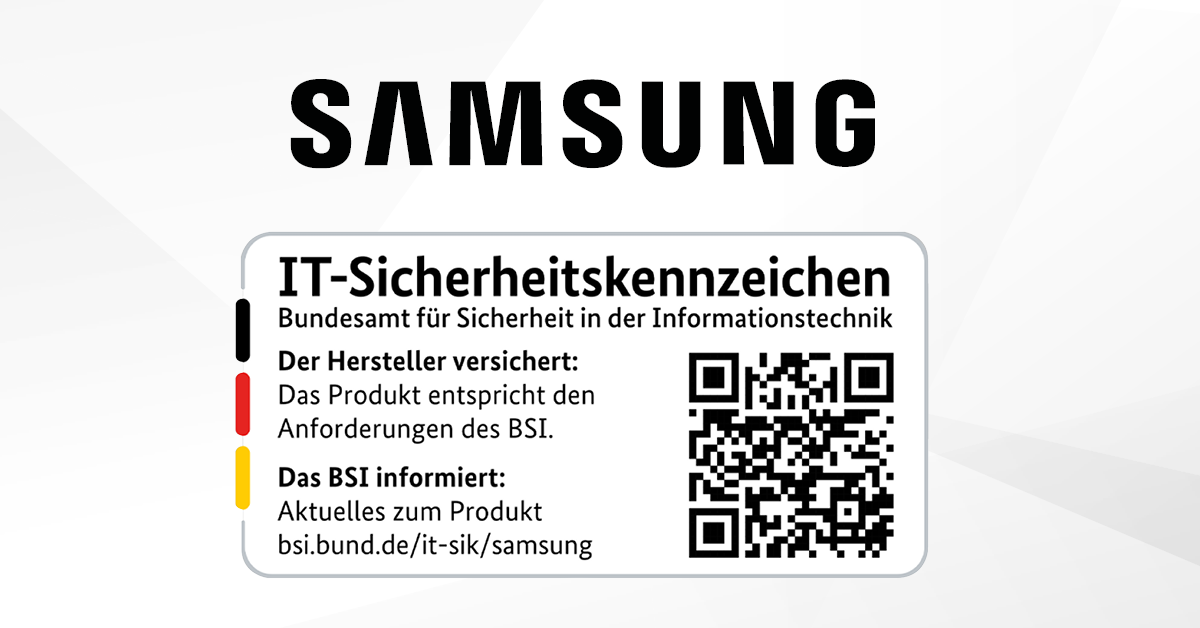 IT Sicherheitskennzeichen mit Samsung Logo Abbildung