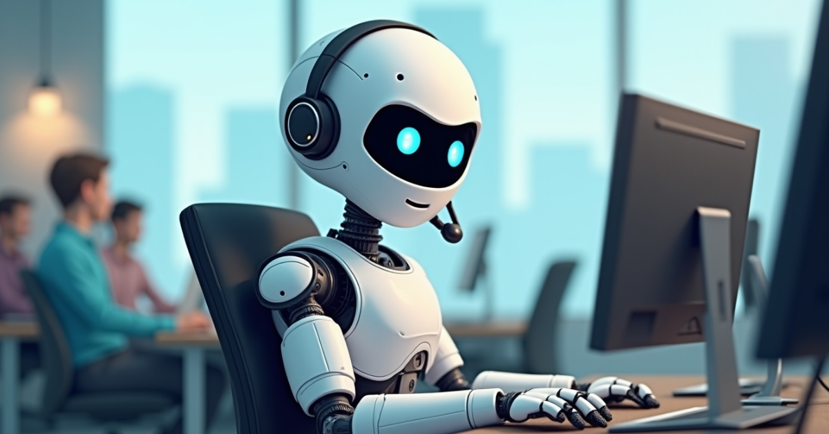 Roboter am Arbeitsplatz im Büro CCaaS